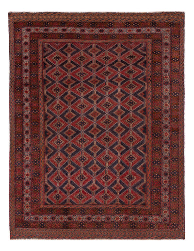 Kelim Afghan Teppich 142x188cm - dunkelrot