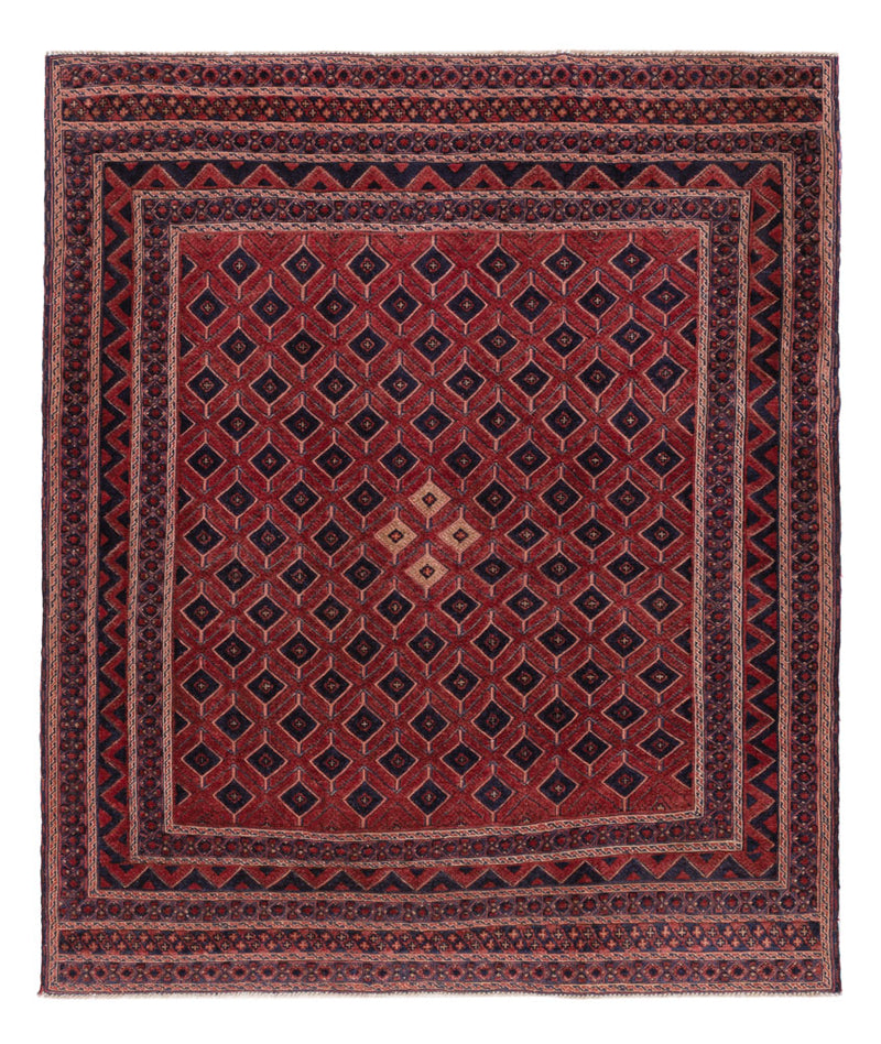 Kelim Afghan Teppich 158x184cm - dunkelrot