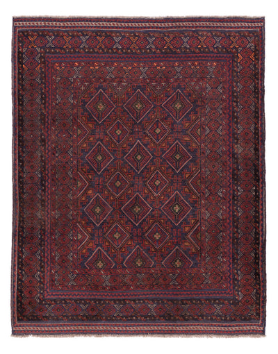 Kelim Afghan Teppich 159x195cm - dunkelrot