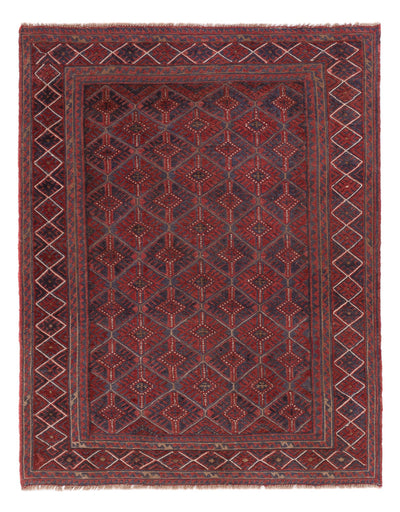 Kelim Afghan Teppich 141x175cm - dunkelrot