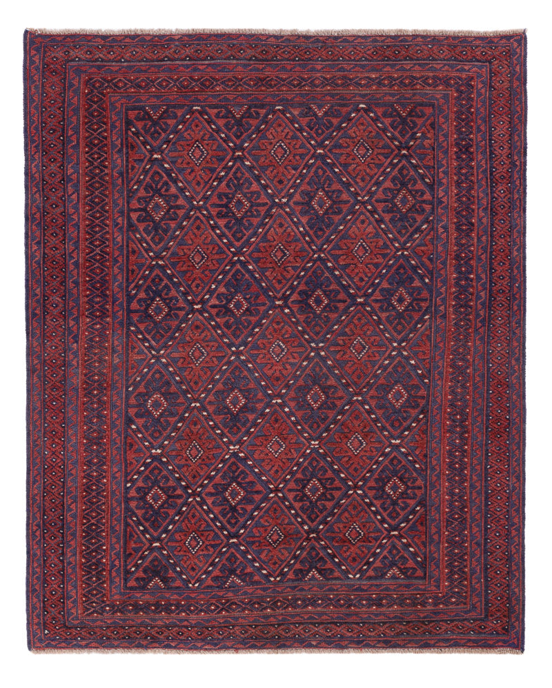 Kelim Afghan Teppich 145x191cm - dunkelrot