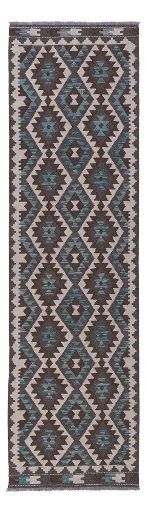 Kelim Maimene Teppich 82x298cm - dunkelgrün