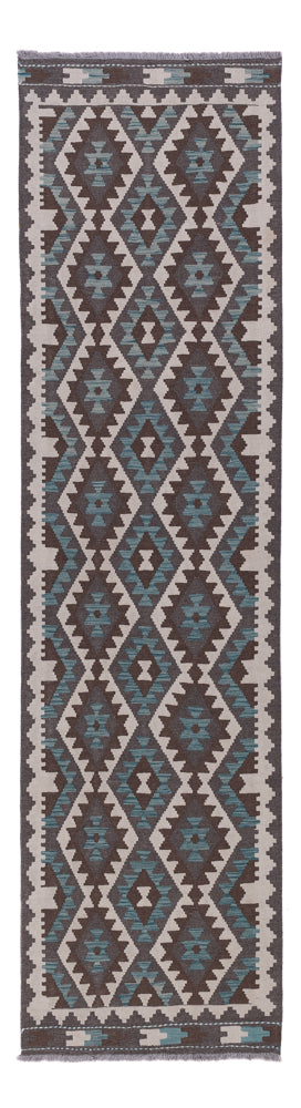 Kelim Maimene Teppich 78x303cm - dunkelgrün