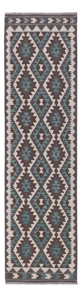 Kelim Maimene Teppich 80x288cm - dunkelgrün