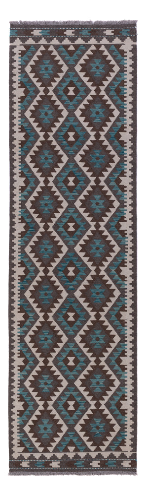 Kelim Maimene Teppich 83x303cm - dunkelgrün