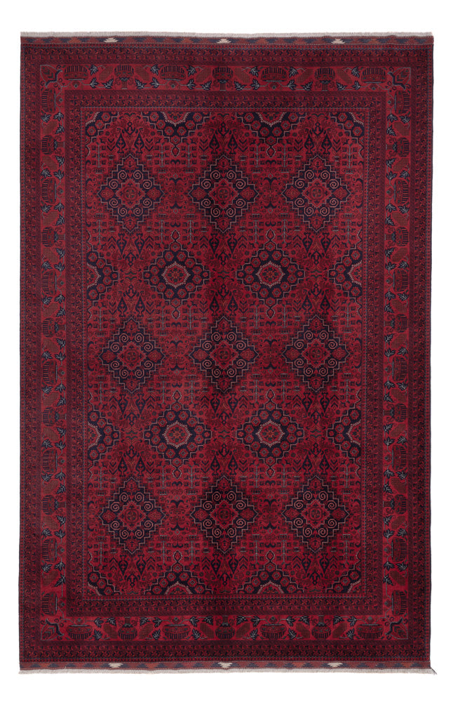 Afghan Teppich 204x301cm - Orientteppich - dunkelrot
