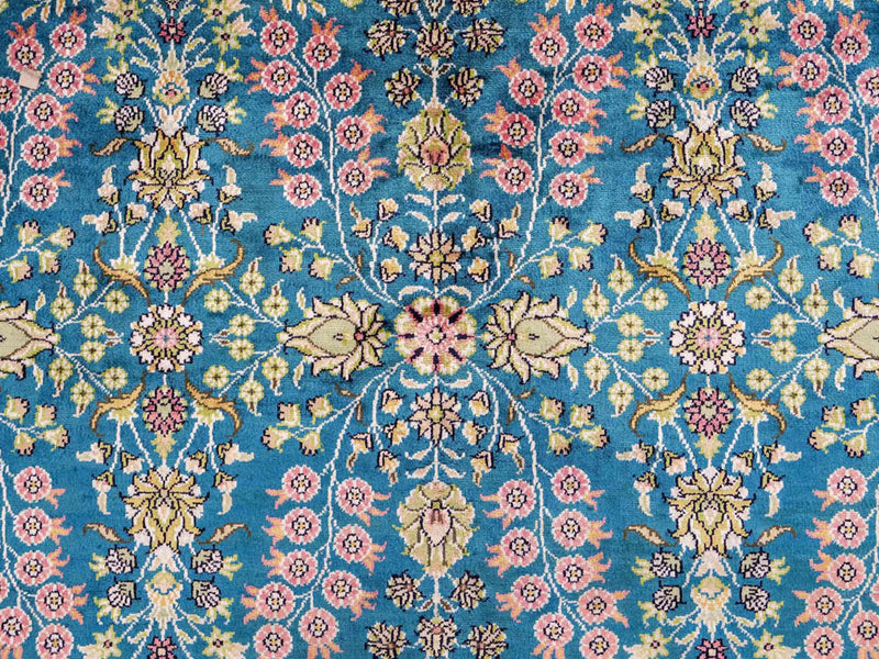 China Seide Teppich 155x242cm - Orientteppich - petrolblau