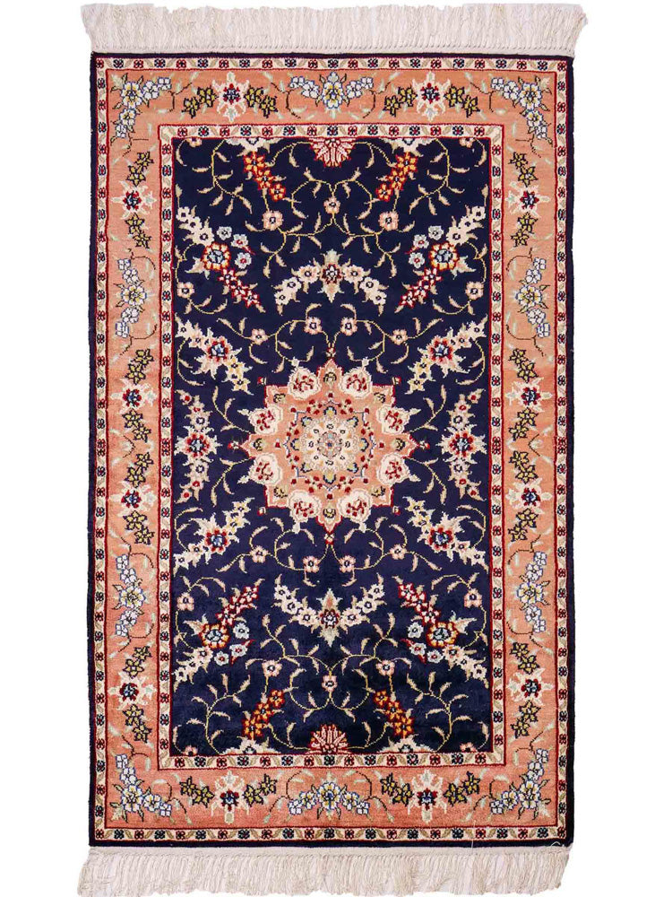 China Seide Teppich 77x123cm - Orientteppich - dunkelblau