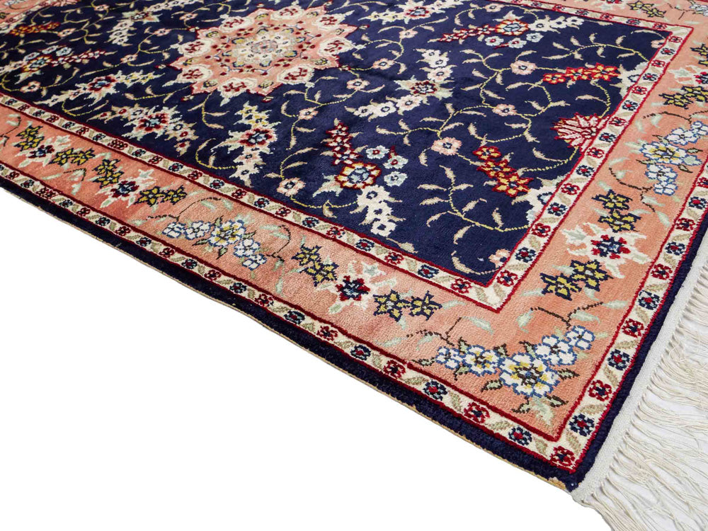 China Seide Teppich 77x123cm - Orientteppich - dunkelblau