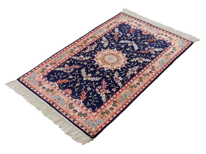 China Seide Teppich 77x123cm - Orientteppich - dunkelblau