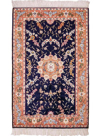 China Seide Teppich 78x123cm - Orientteppich - dunkelblau – product image
