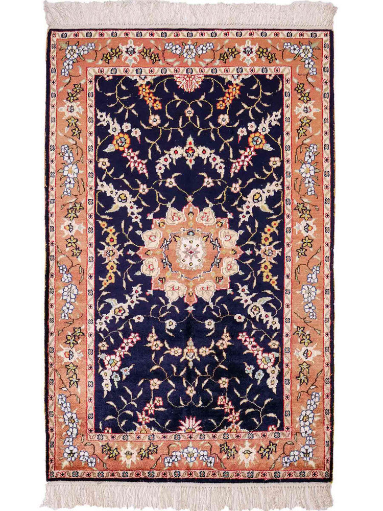 China Seide Teppich 78x123cm - Orientteppich - dunkelblau