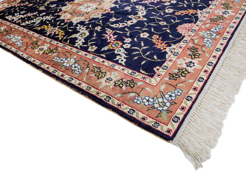 China Seide Teppich 78x123cm - Orientteppich - dunkelblau