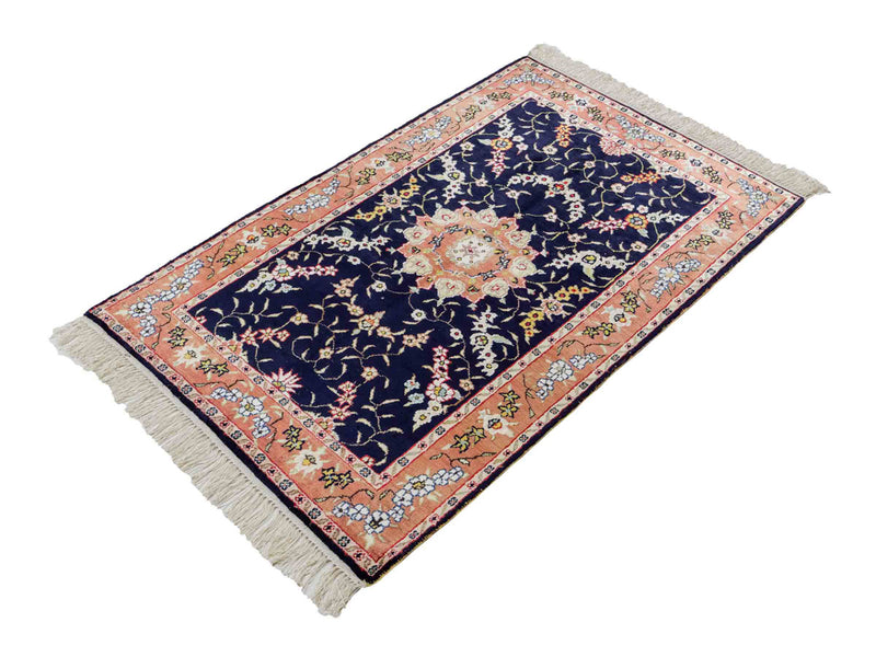 China Seide Teppich 78x123cm - Orientteppich - dunkelblau