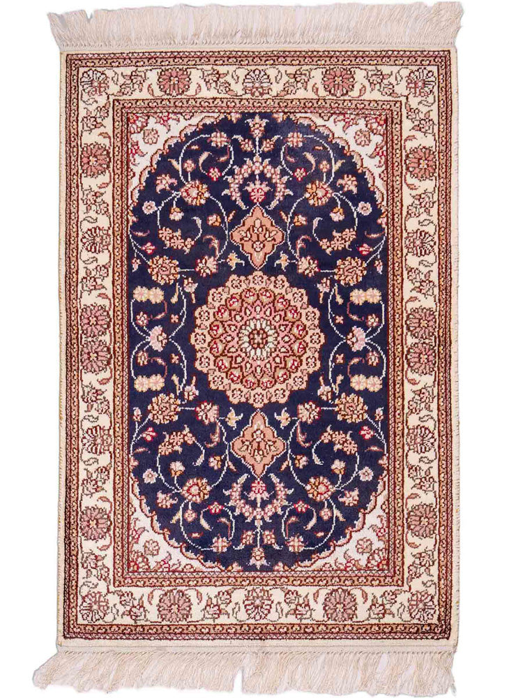 China Seide Teppich 62x92cm - Orientteppich - dunkelblau