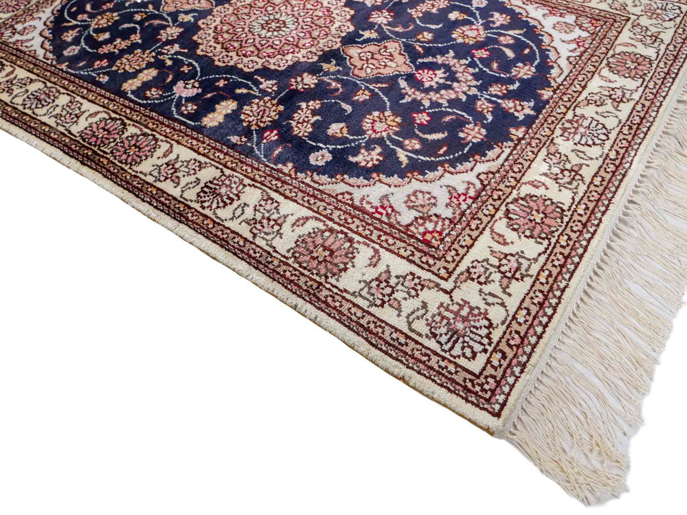 China Seide Teppich 62x92cm - Orientteppich - dunkelblau