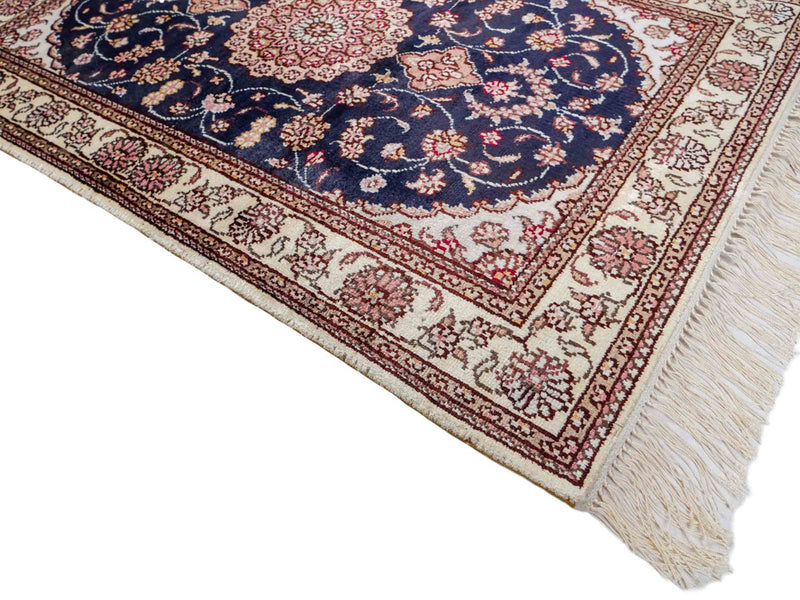 China Seide Teppich 62x92cm - Orientteppich - dunkelblau