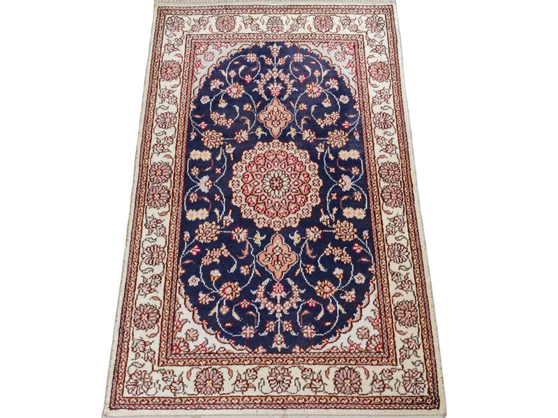 China Seide Teppich 62x92cm - Orientteppich - dunkelblau