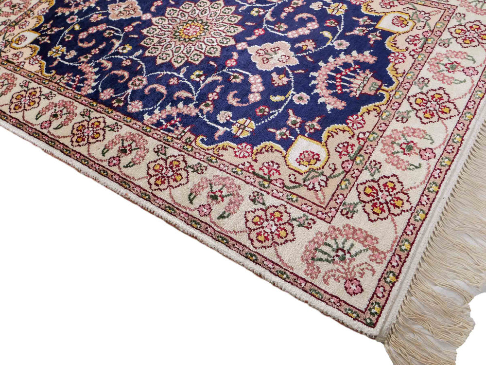 China Seide Teppich 60x92cm - Orientteppich - dunkelblau