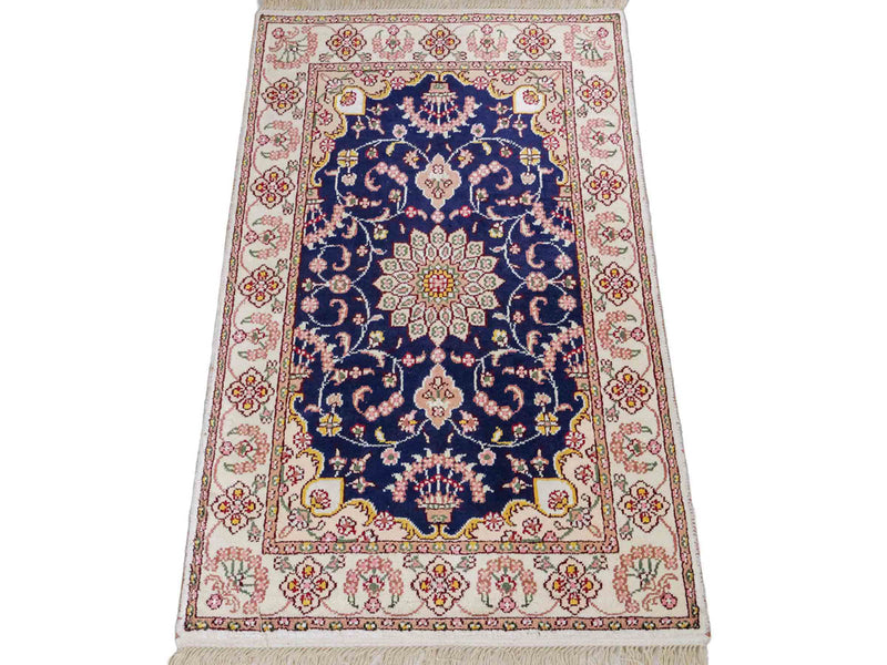 China Seide Teppich 60x92cm - Orientteppich - dunkelblau