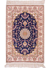 China Seide Teppich 61x91cm - Orientteppich - dunkelblau – product image
