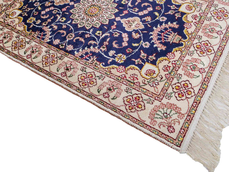 China Seide Teppich 61x91cm - Orientteppich - dunkelblau