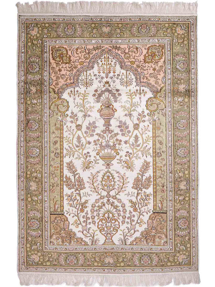 China Seide Teppich 123x181cm - Orientteppich - beige