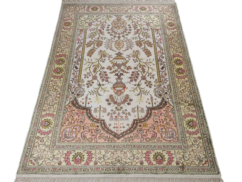 China Seide Teppich 124x179cm - Orientteppich - beige