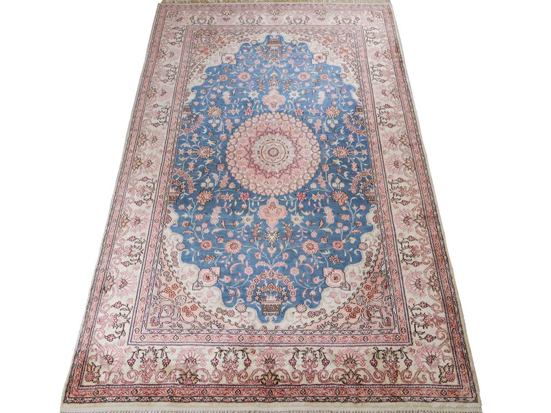 China Seide Teppich 123x192cm - Orientteppich - blau