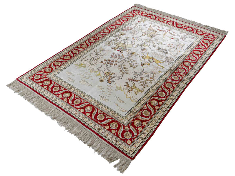 China Seide Teppich 124x183cm - Orientteppich - beige