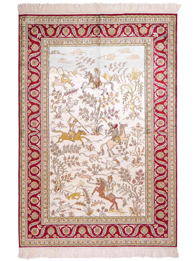 China Seide Teppich 123x180cm - Orientteppich - beige