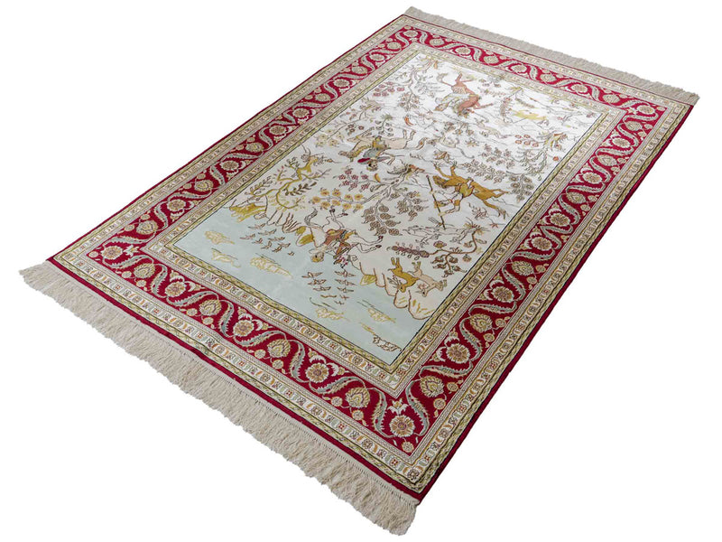 China Seide Teppich 123x180cm - Orientteppich - beige