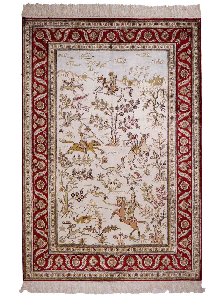 China Seide Teppich 126x183cm - Orientteppich - beige