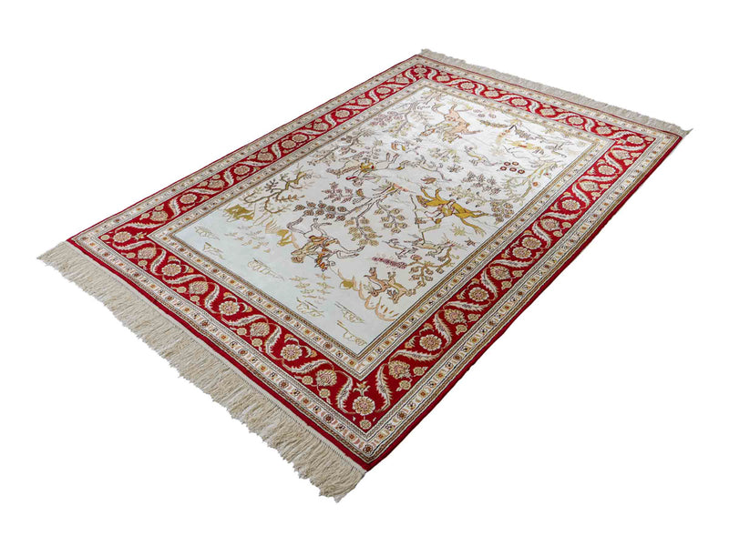China Seide Teppich 126x183cm - Orientteppich - beige