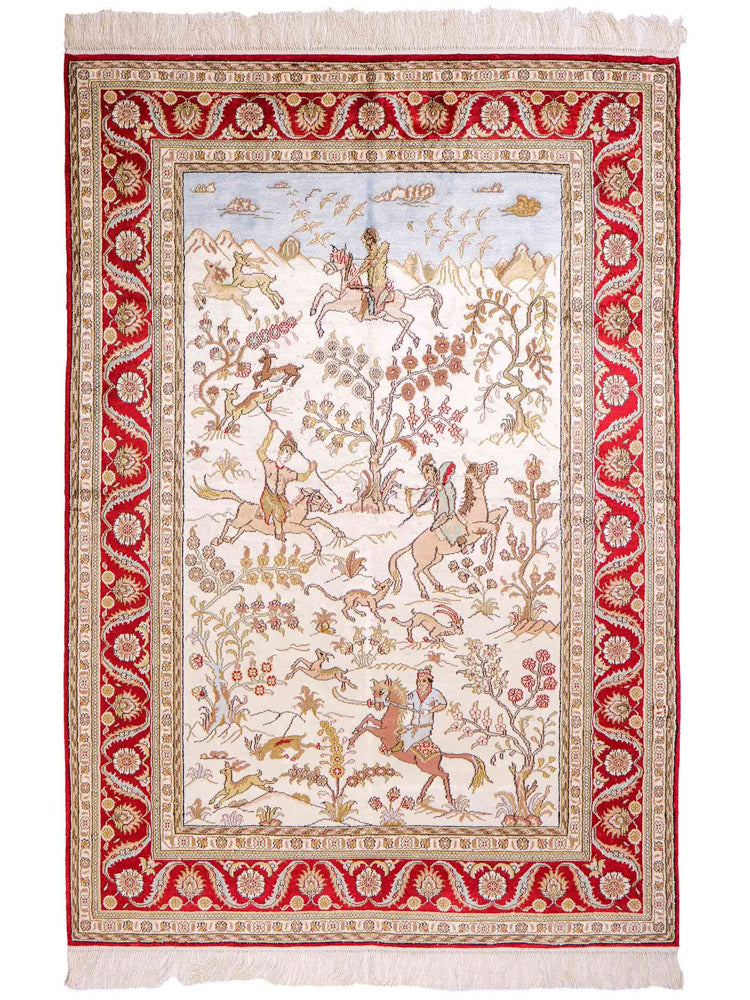 China Seide Teppich 124x176cm - Orientteppich - beige
