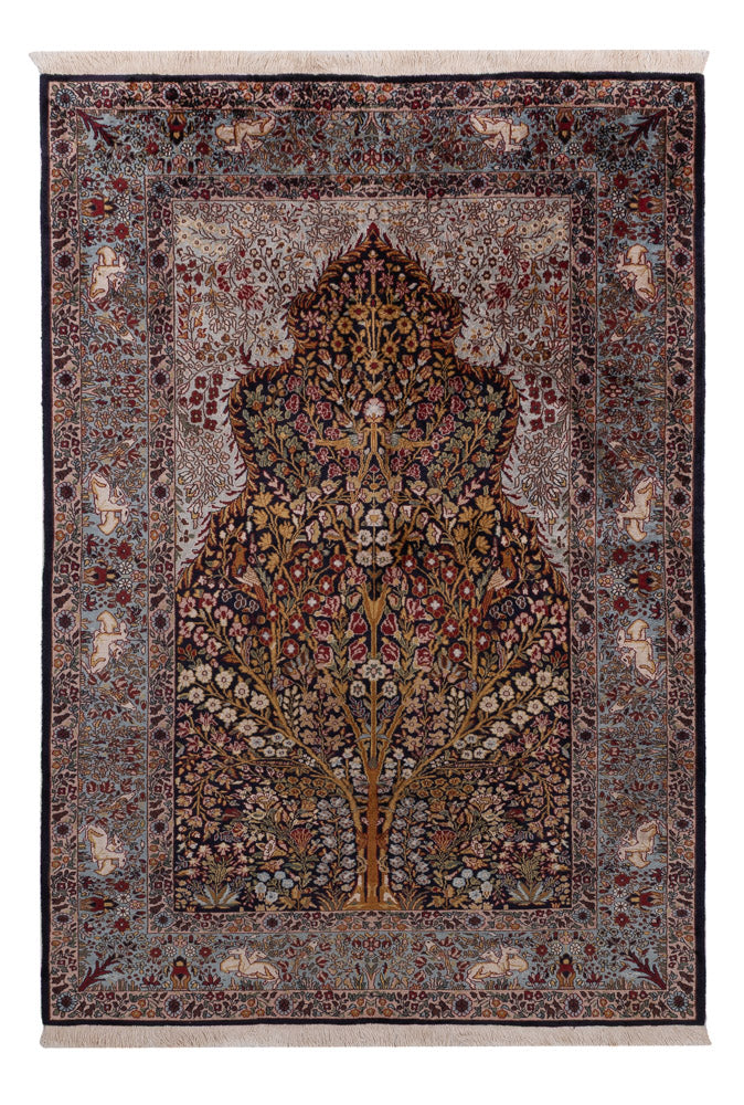 Kaschmir Seide Teppich 122x185cm - Orientteppich - dunkelbraun