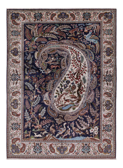 Ghom Teppich 140x195cm - Perserteppich - dunkelblau