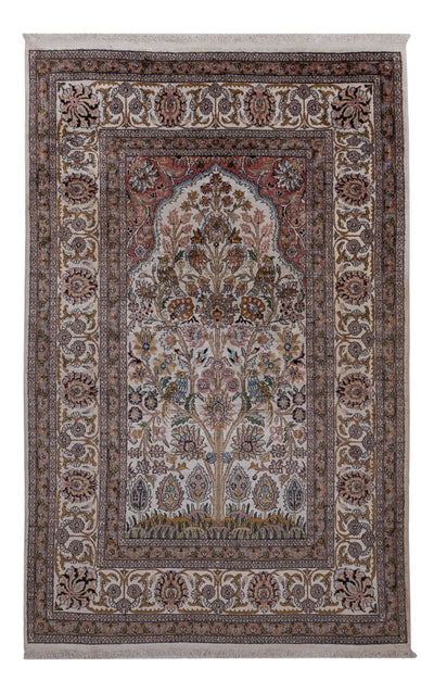 Kaschmir Seide Teppich 116x186cm - Orientteppich - dunkelbeige
