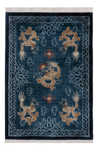 China Seide Teppich 123x187cm - Orientteppich - blau – product image