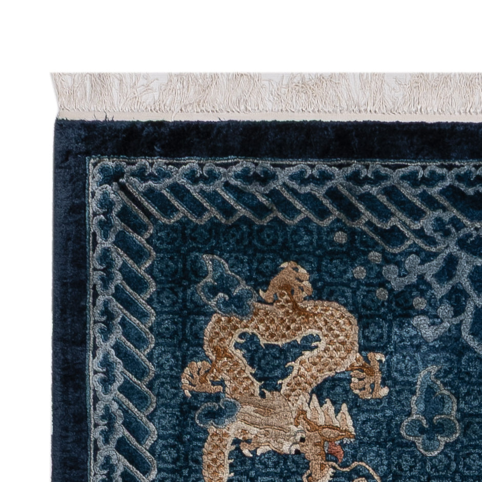China Seide Teppich 123x187cm - Orientteppich - blau