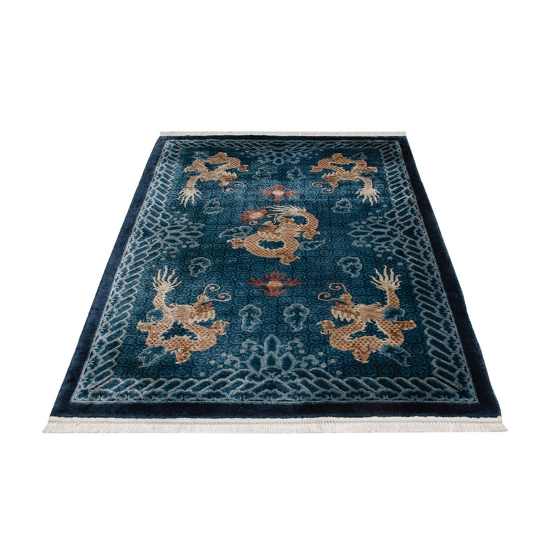 China Seide Teppich 123x187cm - Orientteppich - blau