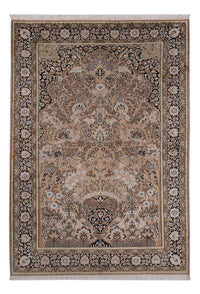 Kaschmir Seide Teppich 126x188cm - Orientteppich - dunkelbeige – product image