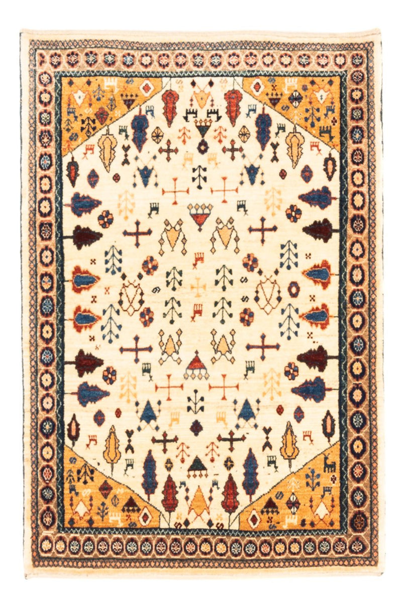 Gabbeh Persisch Teppich 92x132cm - Perserteppich Wollteppich - beige