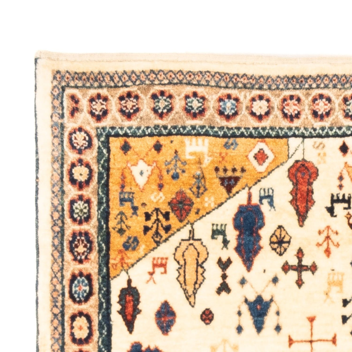 Gabbeh Persisch Teppich 92x132cm - Perserteppich Wollteppich - beige