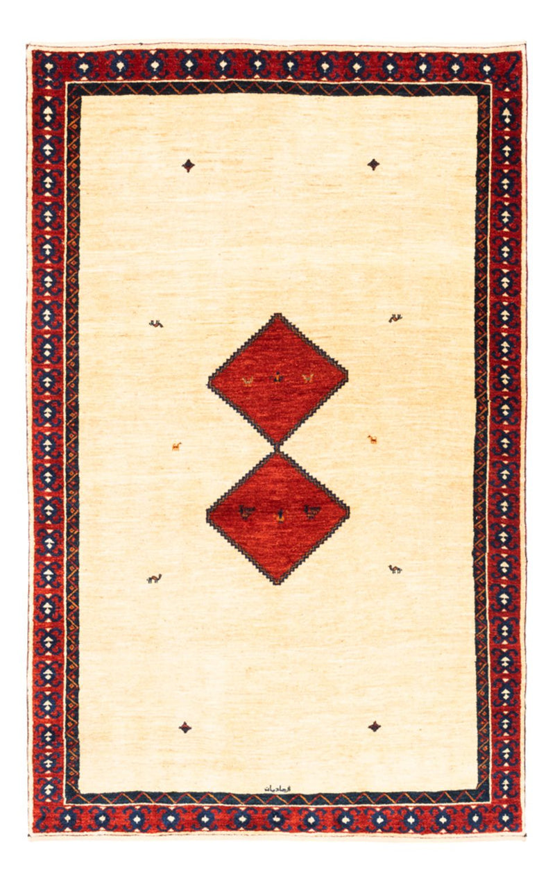 Gabbeh Persisch Teppich 140x210cm - Perserteppich Wollteppich - beige