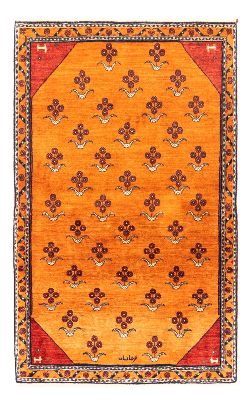Gabbeh Persisch Teppich 102x150cm - Perserteppich Wollteppich - gold