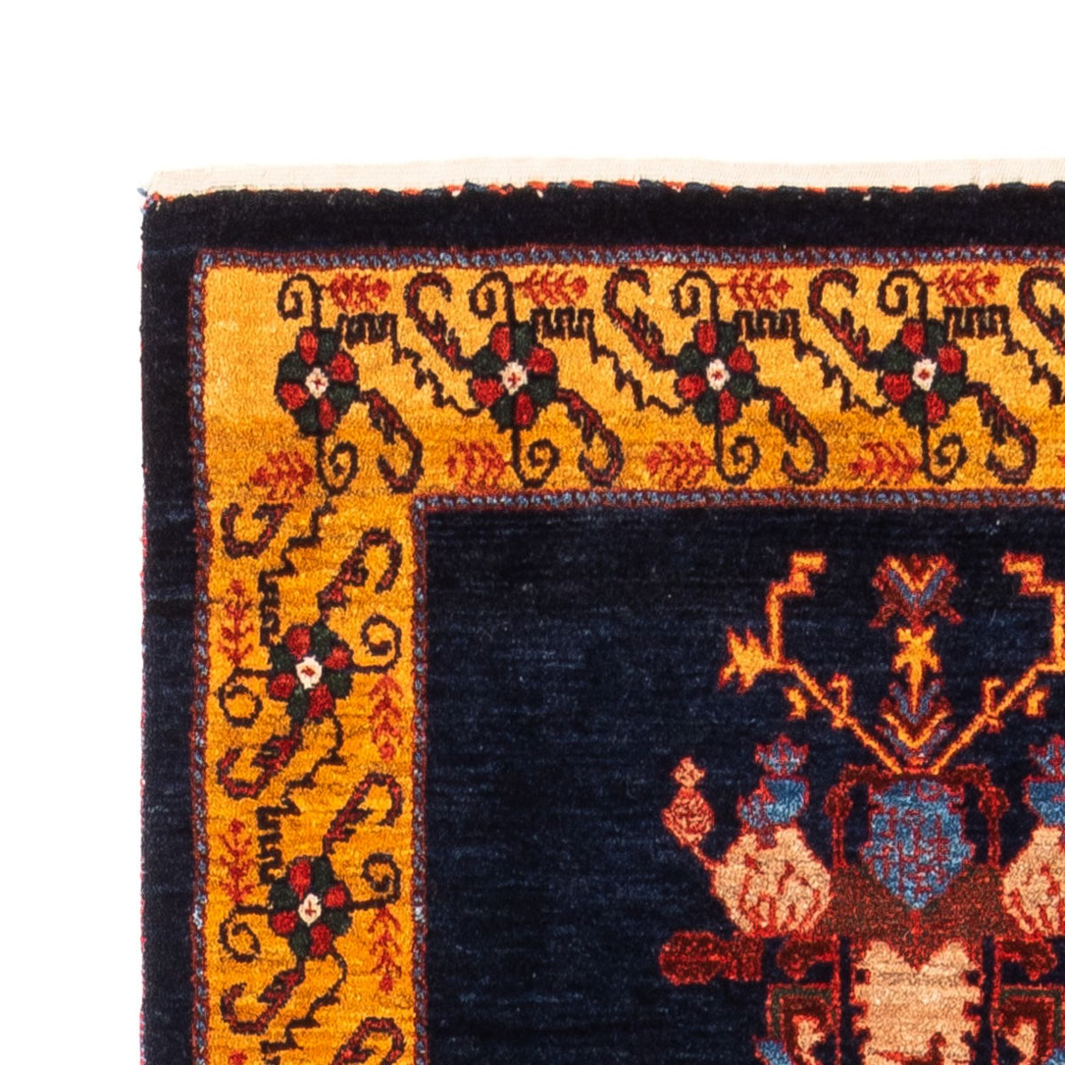 Gabbeh Persisch Teppich 84x253cm - Perserteppich Wollteppich - dunkelblau
