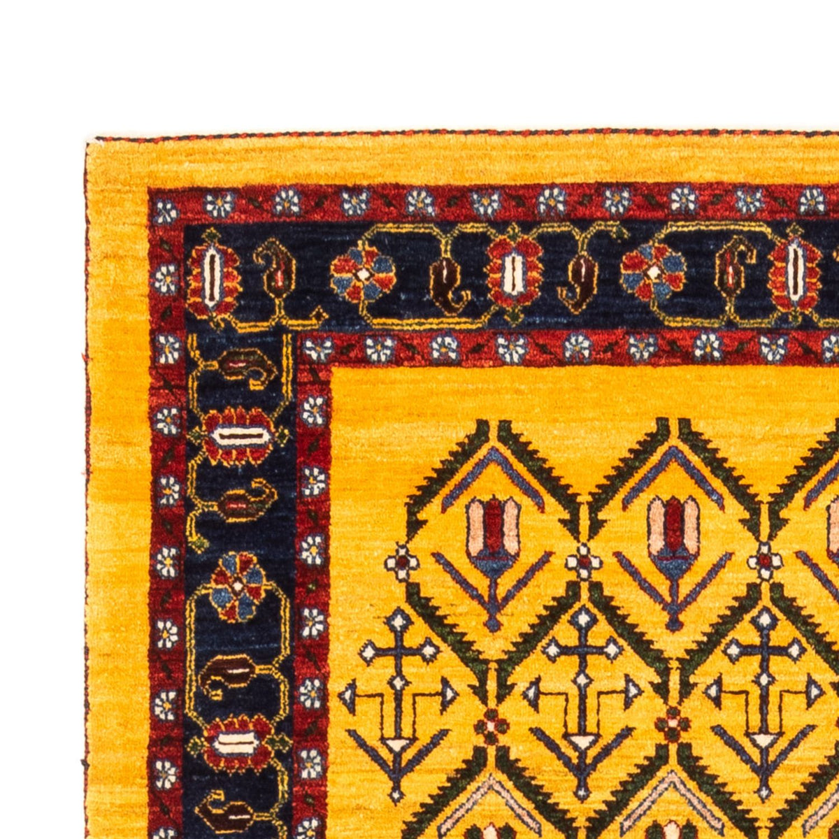 Gabbeh Persisch Teppich 126x188cm - Perserteppich Wollteppich - gold