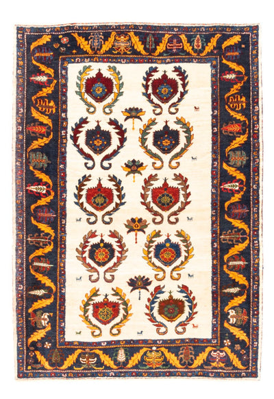Gabbeh Persisch Teppich 115x155cm - Perserteppich Wollteppich - creme