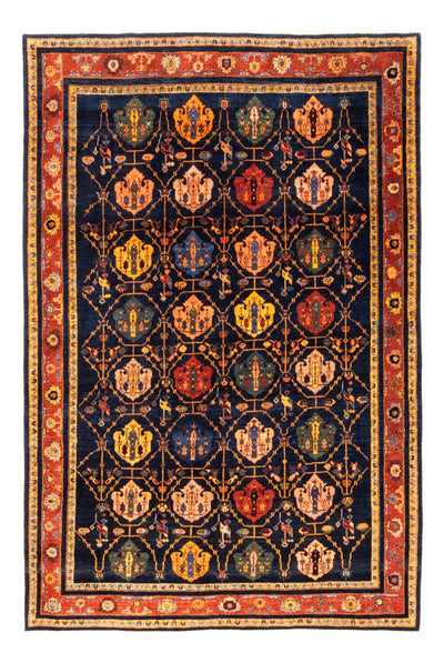 Gabbeh Persisch Teppich 185x257cm - Perserteppich Wollteppich - dunkelblau